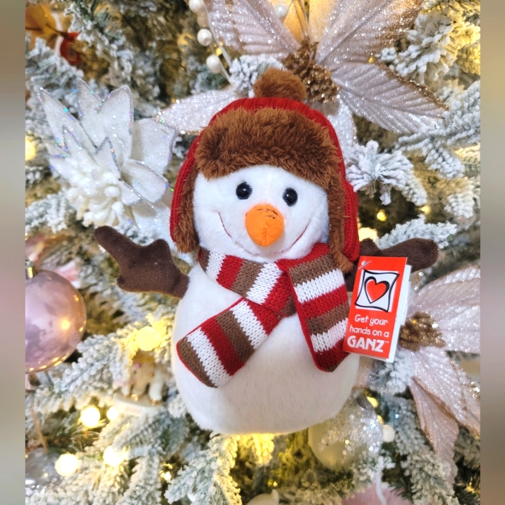 Ganz Snowman ⛄️ Red and white/w adorable hat and about 11 inches tall plush. ♥️